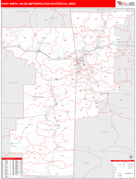 Fort Smith Metro Area Digital Map Red Line Style